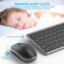 Wireless Keyboard and Mouse Combo, WisFox 2.4G Full-Size Slim Thin Wireless Keyboard Mouse for Windows, Computer, Desktop, PC, Laptop Mac (Silver Gray)