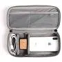 Leather Electronics Organizer, Waterproof Travel Cable Organizer Bag Carrying Pouch Storage Case for Cord, Phone, Chargers, Power Bank, Tech Gadgets (Greyish-Green)
