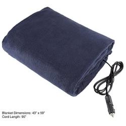 Stalwart 75-hblanket Electric Car Blanket- Heated 12 Volt Fleece Travel Throw for Car and RV-Great for Cold Weather, Tailgating, and Emergency Kits by -BLUE