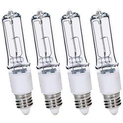 4-Pack JDE11 120V 100W Dimmable Halogen Bulb T4 Mini Candelabra Base Warm White for Chandeliers, Ceiling Fan, Table Lamps, Cabinet Lighting