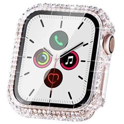 Fullife Compatible with Apple Watch Case, Bling Cases Replacement for Apple Watch 38mm 40mm 42mm 44mm Protective Bumper Compatible with Apple Watch Series 6 5 4 3 2 1 SE (40mm-Clear)