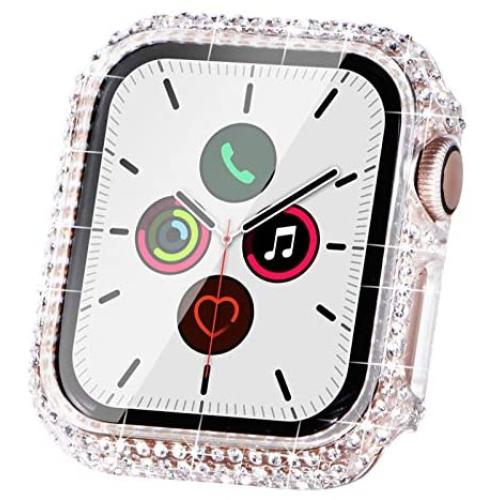 Fullife Compatible with Apple Watch Case, Bling Cases Replacement for Apple Watch 38mm 40mm 42mm 44mm Protective Bumper Compatible with Apple Watch Series 6 5 4 3 2 1 SE (40mm-Clear)