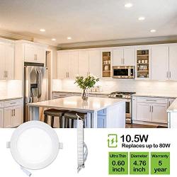 12 Pack 4 Inch LED Recessed Lighting with Junction Box, Wet Location,10W=80W, 4000K Cool White, 650lm Dimmable Wafer Light, Canless LED Recessed Ceiling Light