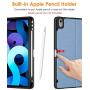 DTTO Case for iPad Air 4 2020, iPad 10.9 Case, Double-fold Folio Stand Shockproof TPU Back Cover with Built-in Apple Pencil Holder - Auto Wake/Sleep and Multiple Viewing Angles, Sky Blue