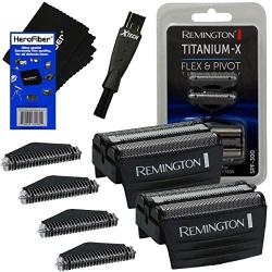 Remington Shaver Screens and Cutters Replacement Heads, SPF300 (2 Pack) + Double Ended Shaver Brush + HeroFiber Cloth Compatible with Remington F4900, F5800, F7800, F7805 Electric Razor for Men