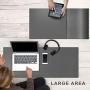 Leather Desk Pad Premium Extended Mouse Mat for Home Office - Non-Slip Vegan Leather Desk Protector 35.5''x15.5''(Dark Grey)