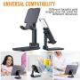 airtrot Portable Cell Phone Stand for Desk, Full Foldable Phone Holder with Adjustable Height and Angle Sturdy and Compatible with All Phones, Switch and Tablets (Smaller Than 9.7 inch), Black