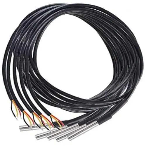 HiLetgo 5pcs DS18B20 Temperature Sensor Temperature Probe Stainless Steel Package Waterproof 1M