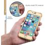 ORETECH Designed for iPhone SE 2020 Case with[2 x Tempered Glass Screen Protector] 360° Full Body Protection Cover Hard PC Soft Rubber Silicone for iPhone SE 2nd Generation (2020)-4.7- Gold