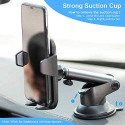 Upgraded Car Phone Holder KLKE Universal Cell Phone Holder for Car Strong Suction Cup Dashboard Windshield Car Phone Mount with Quick Release Landscape Portrait Mode for iPhone Samsung Galaxy LG