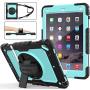 SEYMAC stock Case for iPad 6th/5th Generation, [Full-Body] & [Shock-Proof] Protective Case with 360 Degrees Rotating Stand & Strap for iPad 5th/6th/ Air 2/ Pro 9.7 (SkyBlue+Black)