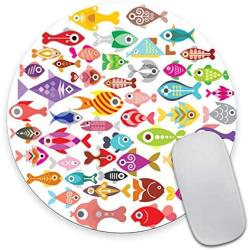 Smooffly Anti Slip Aquarium Fishes Mouse Mat for Desktops, Computer, PC and Laptops, Customized Round Mouse Pad for Office and Home