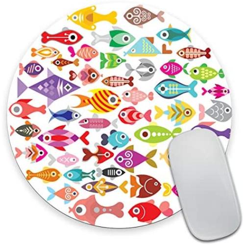Smooffly Anti Slip Aquarium Fishes Mouse Mat for Desktops, Computer, PC and Laptops, Customized Round Mouse Pad for Office and Home