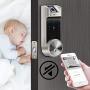 Security Smart Lock, ZKTeco Fingerprint Door Lock, Bluetooth Electronic Deadbolt with Keypad, 5-in-1 Keyless Entry Door Lock, Biometric Lock with Card, AL40B(3M Tapes, No Drilling)-Silver