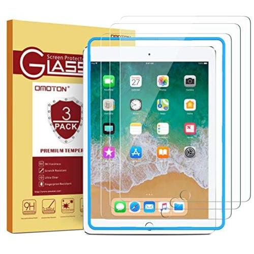 [3 Pack] iPad 9.7 6th Generation Screen Protector, OMOTON Tempered Glass Screen Protector for Apple iPad 9.7'' (2018 & 2017) / iPad Pro 9.7 Inch / iPad Air 2 / iPad Air 9.7 Inch