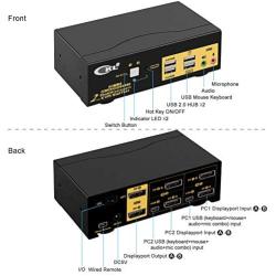 CKL 2 Port KVM Switch Dual Monitor DisplayPort 4K 60Hz, 2 Computers x 2 Monitors KVM Switch with Audio and USB 2.0 HUBS DP 1.2 622DP