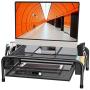Monitor Stand Riser, Metal Desk Laptop Stand with Organizer Drawer, Desktop Organizer for Computer, Laptop, Printer and Phones by ELIVED, Black