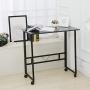 Folding Writing Table Rolling Laptop Notebook Computer Desk with Wheels Poarmeey(Black)