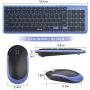 Wireless Keyboard and Mouse, Jelly Comb 2.4G USB Keyboard Mouse Combo Slim Ergonomic Quiet Energy-Saving Keyboard Mouse Set for Windows, Computer, Desktop, PC, Notebook, Laptop-KS27-2-Black and Blue