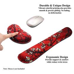 Meffort Inc Gaming Keyboard Wrist Pad & Mouse Wrist Rest Cushion Support Combo Set – Durable Ergonomic Anti Slip Non-Slip Base - Cherry Blossoming