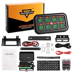 Auxbeam 8 Gang LED Switch Panel Automatic Dimmable Slim Touch Control Panel Box with Harness and Label Stickers for Car Marine Boat Caravan - Green Backlight