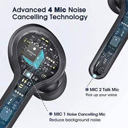 Wireless Earbuds,Mpow M9 4-mic Noise Cancelling CVC 8.0 True Wireless Bluetooth 5.0 Earphones in-Ear,Touch Control Stereo Bass Sport Headphones,40H Playing Time/USB-C/IPX8 Waterproof,Three modos,Black