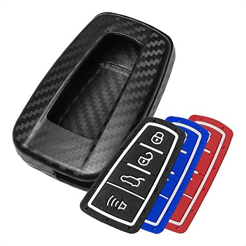 TANGSEN Smart Key Fob Case for TOYOTA AVALON CAMRY COROLLA HATCHBACK C-HR PRIUS PRIME RAV4 2 3 4 Button Keyless Entry Remote Protective Cover Plastic 3D Carbon Fiber Emboss Silicone Rubber