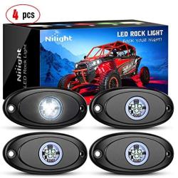 Nilight LED Rock Light 4PCS White Light Pods Waterproof Under Body Wheel Well Light Exterior Interior Lights for Car Truck Pickups ATV UTV SUV Motorcycle Boat, 2 Years Warranty