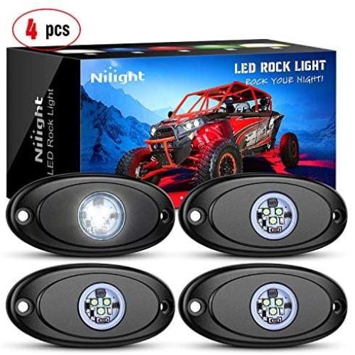 Nilight LED Rock Light 4PCS White Light Pods Waterproof Under Body Wheel Well Light Exterior Interior Lights for Car Truck Pickups ATV UTV SUV Motorcycle Boat, 2 Years Warranty Nilight LED Rock Light 4PCS White Light Pods Waterproof Under Body Wheel Well Light Exterior Interior Lights for Car Truck Pickups ATV UTV SUV Motorcycle Boat, 2 Years Warranty
