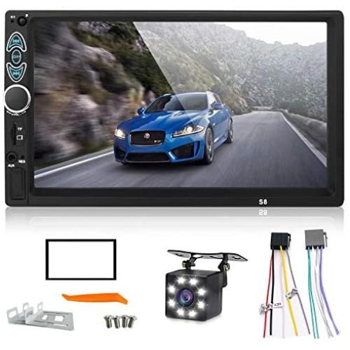 Double Din Car Stereo,Upgraded Version 7 Inch Touch Screen Car mp5 Player Support Backup Rear View Camera fm Radio Car Audio with Hands-Free Mirror Link.