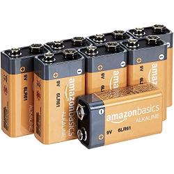 Amazon Basics 8 Pack 9 Volt Performance All-Purpose Alkaline Batteries, 5-Year Shelf Life, Easy to Open Value Pack