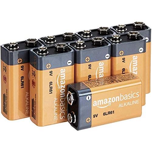 Amazon Basics 8 Pack 9 Volt Performance All-Purpose Alkaline Batteries, 5-Year Shelf Life, Easy to Open Value Pack