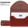 FYY Handmade Premium PU Leather Business Name Card Case Universal Card Holder with Magnetic Closure (Hold 30 pics of Cards) Brown
