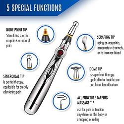 Aobbiy 5-in-1 Electronic Acupuncture Pen, Meridian Energy Pen for Pain Relief. Pain Relief Therapy, Electric Meridians Acupuncture Machine, 1 x AA Battery Needed(Not Included)