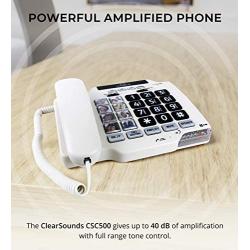 ClearSounds CSC500 Amplified Landline Phone with Speakerphone and Photo Frame Buttons - Up to 30dB Amplification, T-Coil Hearing Aid Compatible