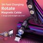 FIELUX Quick 360°+180° Rotation Magnetic Charging Cable Compatible with Micro, Type-C Charging Port Smartphones and i-Product Devices 3 in 1 (3.3 ft, Purple)