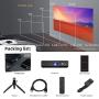 Mini Projector Portable 3D DLP-Link Smart Video for iOS/Android Phone Wireless Screen Sharing Support 4K 400 Ansi Lumens Android OS Powerful Speakers Dual WiFi Bluetooth HDMI Keystone Correction