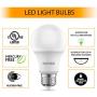 Oires 60W Equivalent LED Light Bulb 800 Lumens A19 Shape 5000K Daylight Non-Dimmable UL Listed 9 Watt E26 Base Suitable for use in Enclosed Fixtures & Damp Locations (6 Pack)