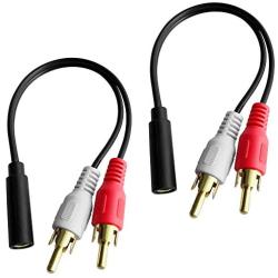 Y Connector Audio Cable 3.5mm Audio Female to 2 RCA Male Stereo Cable (2 Pack)