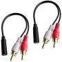 Y Connector Audio Cable 3.5mm Audio Female to 2 RCA Male Stereo Cable (2 Pack)