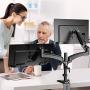 Huanuo Dual Monitor Stand - Height Adjustable Gas Spring Monitor Desk Mount Fits 2 Flat/Curved Computer Screens 15 to 27 Inch, Double Articulating Arms Vesa Bracket with C Clamp, Grommet Mounting