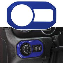 Front Light ABS Decor Cover Trim Interior Accessories Headlight Switch Button Trim for Jeep Wrangler JL JLU Gladiator JT 2018-2021 (Blue)