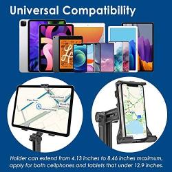 Cup Holder Tablet Mount, 2 in 1 Tablet and Cellphone Car Mount Holder Adjustable Swing Cradle with Extended Cup Phone Holder for Car Compatible with iPad iPhone 12 11 Pro Max Samsung Tablet Smartphone
