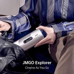 JMGO Explorer, Portable Projector, 380 ANSI Lumen, 720p HD with Android OS, Wireless WiFi Bluetooth Projector, Dual 3W Speakers, DLP, 1080p&4K Supported, Autofocus, Mini Projector for Outdoor Movie