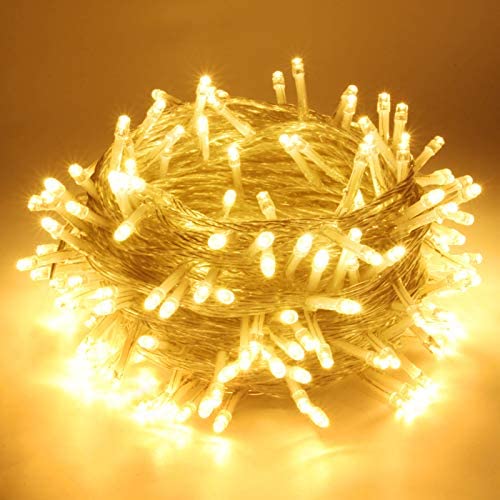 Christmas String Lights 200 LED 66FT, 8 Modes Expandable Indoor/Outdoor String Lights, Safe Plug-in Twinkle String Lights for Christmas Wedding Tree Decoration (Warm White)