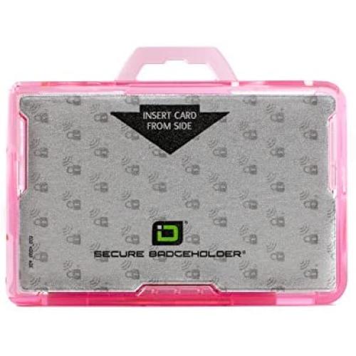 RFID Blocking Badge Holder Landscape DuoLite by Identity Stronghold - FIPS Approved Badge Holder - 100% USA Made (Pink)