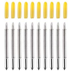 HQMaster 30 Degree Vinyl Cutter Blades Lettering Blade for Graphtec Cutting Plotter, Yellow Cap Pack Of 10 with Springs
