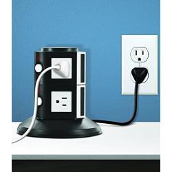 Aduro Surge Protector Power Tower 8 Outlets Family Multi Charging Station with Smart Charge Tech for iPhone, iPad, Galaxy & All Devices (White)