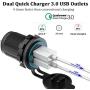 Quick Charge 3.0 Dual USB Charger Socket, Waterproof 12V/24V USB Outlet QC 3.0 Dual Charger Socket with Touch Switch DIY Kit for Car, Golf Cart, Boat, RV, Motorcycle, Truck and More