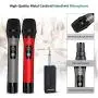 Wireless Microphone, UHF Wireless Dual Handheld Dynamic Mic System Set with Rechargeable Receiver, 160ft Range, 6.35mm(1/4) Plug, for Karaoke, Voice Amplifier, PA System, Singing Machine, Church